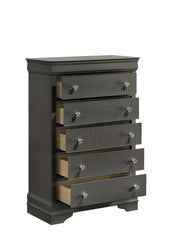 Blaze Modern Style 5-Drawer Chest Made with Wood in Metallic Gray same as B009P286645 (CA inventory)