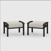 Set of 2 All-Weather 26” Width Metal Ottomans, Black Frame with Gray Cushions