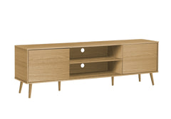 Tv Stand, 72 Inch, Console, Media Entertainment Center, Storage Cabinet, Living Room, Bedroom, Natural Laminate, Wood Legs, Contemporary, Modern
