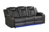 BENZ LED & Power Reclining Sofa Made With Faux Leather in Black same as 659436482487 (CA inventory)