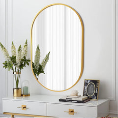 Gold 20 x 28 Inch Metal Oval Mirror