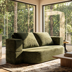 78.7" Full Size Floor Sofa, Folding Queen Sleeper Couch, Futon Loveseat Sofa, Plush Corduroy Foam-Filled Sleeper Couch Bed, Fold Mattress Bed for Living Room, Guest Use, Office, Apartment,green