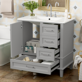 30" Bathroom Vanity , Modern Bathroom Cabinet with Sink Combo Set, Bathroom Storage Cabinet with a Soft Closing Door and 3 Drawers, Solid Wood Frame(Grey)