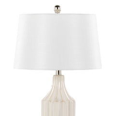 Stella 23" Contemporary Ceramic Table Lamp in Gloss Cream Ceramic with White Shade by LumiSource