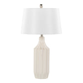 Stella 23" Contemporary Ceramic Table Lamp in Gloss Cream Ceramic with White Shade by LumiSource