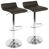 Ale Contemporary Adjustable Barstool in Brown PU Leather by LumiSource - Set of 2