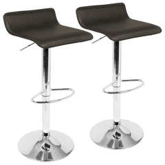 Ale Contemporary Adjustable Barstool in Brown PU Leather by LumiSource - Set of 2