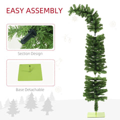 HOMCOM 6ft Whimsical Pencil Christmas Tree, Slim Artificial Christmas Tree with Bendable Top, 400 Branch Tips and Metal Base, Home Indoor Party Holiday Decoration, Green