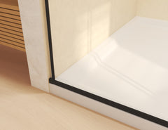Frameless Double Sliding Shower Door 44-48 "W x 74" H, 5/16 "(8mm) Tempered Glass, Explosion Proof Film, Stainless Steel Handle, Square Tube Track, Matte Black