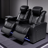 68.9"Power Recliner 2 PC Made WithTop-Grain Nappa,Fully Adjustable Relaxation,Smart Charging,Dynamic RGB LED Lighting,BLACK