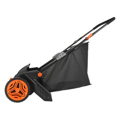 Push Lawn Sweeper, 21-inch Leaf & Grass Collector, Strong Rubber Wheels & Heavy Duty Thickened Steel Durable to Use with Large Capacity 3.5 cu. ft. Mesh Collection Hopper Bag, 2 Spinning Brushes
