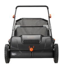 Push Lawn Sweeper, 21-inch Leaf & Grass Collector, Strong Rubber Wheels & Heavy Duty Thickened Steel Durable to Use with Large Capacity 3.5 cu. ft. Mesh Collection Hopper Bag, 2 Spinning Brushes