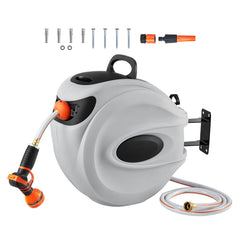 Retractable Hose Reel Water Hose Reel 130'x1/2" 180° Swivel Wall-Mounted