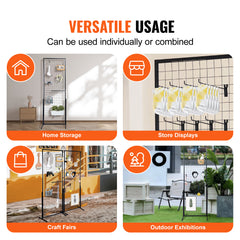 2' x 5.6' Grid Wall Panels Tower, 2 Packs Wire Gridwall Display Racks with T-Base Floorstanding, Double Side Gridwall Panels for Art Craft Shows, Retail Display with Extra Clips and Hooks