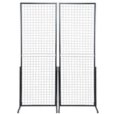 2' x 5.6' Grid Wall Panels Tower, 2 Packs Wire Gridwall Display Racks with T-Base Floorstanding, Double Side Gridwall Panels for Art Craft Shows, Retail Display with Extra Clips and Hooks