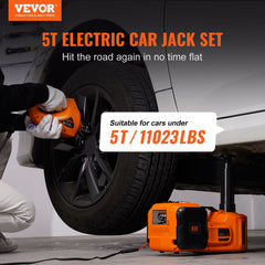 Electric Car Jack, 5 Ton/11023 LBS Hydraulic Jack with Electric Impact Wrench, Portable Car Lift with Built-in Inflatable Pump, and LED Light for SUV MPV Sedan Truck Change Tires Garage Repair
