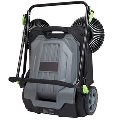 Walk-behind Hand Push Floor Sweeper, 25.6" Sweeping Width Floor Sweeper Manual Non-Electric, 5-Gallon Waste Container, Angle & Height Adjustable Folding Handle for Walkway, Yard, Garage, Patio
