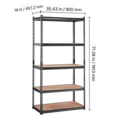 Storage Shelving Unit, 5-Tier Adjustable, 2000 lbs Capacity, Heavy Duty Garage Shelves Metal Organizer Utility Rack, Black, 36" L x 18" W x 72" H for Kitchen Pantry Basement Bathroom Laundry
