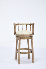 Cow top Leather Wooden Bar Stools, 360 Degree Swivel Bar Chair with Backs,Bar height Couner Height Barstools for Home Kitchen Dining Room and Bar Room(Beige 1pc)