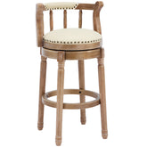 Cow top Leather Wooden Bar Stools, 360 Degree Swivel Bar Chair with Backs,Bar height Couner Height Barstools for Home Kitchen Dining Room and Bar Room(Beige 1pc)
