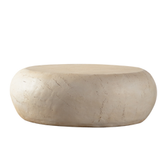 MgO Mid-Century Round Centre Coffee Table Vintage Faux Stone Sofa Pre-Modern Coffee Tables Beige Coffee Table for Living Room Office Apartment