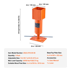 Adjustable Shore Lift Stand Floor Roof Beam 4"x4" House Leveling Jack Post