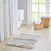 Woven Texture Stripe Bath Rug Grey 20x32"