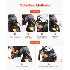 62cc Gas Chainsaw 3.8 HP Gas Powered 20 inch Chainsaw For Wood Cutting