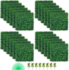 Artificial Boxwood Panel UV 24pcs Boxwood Hedge Wall Panels Artificial Grass Backdrop Wall 20" X 20" 4 cm Green Grass Wall Fake Hedge for Decor Privacy Fence Indoor Outdoor Garden Backyard