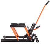Steel Hydraulic Motorcycle Jack Stand, 1500 LBS ATV Scissor Lift Jack, 4.7"-15" Scissor Lift Jack Stand with 4 Wheels, Hydraulic Foot-Operated Hoist Stand for Motorcycle ATV UTV Powersports