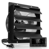 16 inch Shutter Exhaust Fan, Wall Mounted Attic Vent Fan with Smart Programming Variable Speed Temperature Control, 2900 CFM,EC Motor,Timer, for Shed,Garage,Greenhouse Ventilation Cooling,Black