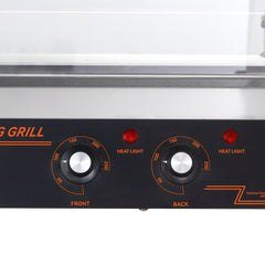 Hot Dog Roller, 11 Rollers 30 Hot Dogs Capacity, 1650W Stainless Sausage Grill Cooker Machine with Dual Temp Control Glass Hood Acrylic Cover Bun Warmer Shelf Removable Drip Tray, ETL Certified