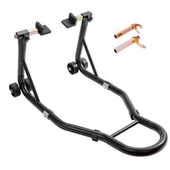 Motorcycle Rear Wheel Stand, with U + L Fork Swingarm Spool, 850 lbs Capacity Heavy Duty Rear Wheel Stand Motorcycle Lift Jack Stand, for Suzuki Yamaha Honda Kawasaki, Black