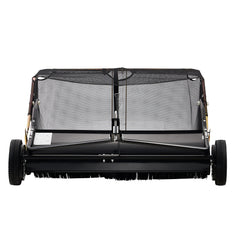 42 Inch Lawn Sweeper Tow Behind, 12 cu.ft. Large Pull Behind Grass Sweeper, Heavy Duty Leaf & Grass Collector with Dumping Rope Design, Adjustable Sweeping Height for Picking Up Debris & Grass