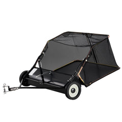 42 Inch Lawn Sweeper Tow Behind, 12 cu.ft. Large Pull Behind Grass Sweeper, Heavy Duty Leaf & Grass Collector with Dumping Rope Design, Adjustable Sweeping Height for Picking Up Debris & Grass