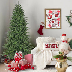 6ft Artificial Christmas Tree, 1168 Branch Tips, Full Lush Hinged Pine with PE+PVC Mixed Needles, Easy Assembly Holiday Tree with Sturdy Metal Stand for Indoor Christmas Decoration