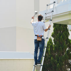 12.5ft Telescoping Ladder, Aluminum Lightweight Multi-Purpose Collapsible Extension, One-Touch Retraction Ladder, Heavy Duty 330LBS Max Capacity with Non-Slip Feet, for Home, Outdoor Work, Loft