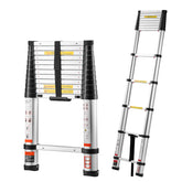 12.5ft Telescoping Ladder, Aluminum Lightweight Multi-Purpose Collapsible Extension, One-Touch Retraction Ladder, Heavy Duty 330LBS Max Capacity with Non-Slip Feet, for Home, Outdoor Work, Loft