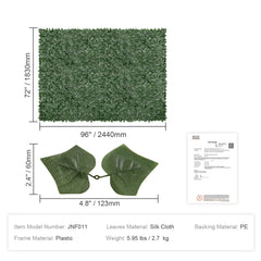 Ivy Privacy Fence, 96 x 72 in Artificial Green Wall Screen, Greenery Ivy Fence with Mesh Cloth Backing and Strengthened Joint, Faux Hedges Vine Leaf Decoration for Outdoor Garden, Yard, Balcony