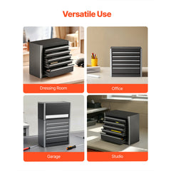 Tool Box 8.6-inch Portable Metal Tool Box with 5 Drawers Tool Organizer Black