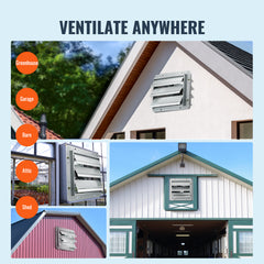 10'' Shutter Exhaust Fan, High-speed 820 CFM, Aluminum Wall Mount Attic Fan with AC-motor, Ventilation and Cooling for Greenhouses, Garages, Sheds, Shops, FCC