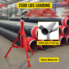 V Head Pipe Stand 1/8"-12" Capacity,Adjustable Height 28"-52,Pipe Jack Stands 2500 lb. Load Capacity,Portable Folding Pipe Stands, Carbon Steel Body More Durable