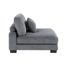 Rix 45 inch Modular Armless Chair, Gray Corduroy Fabric, Black Wood Legs