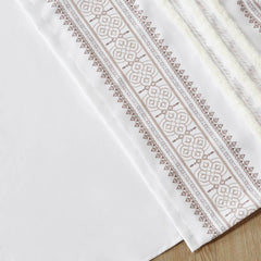 Poly Printed Curtain Panel with Tufted Stripe and Lining White/Brown 50x84"