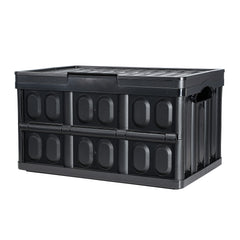 Collapsible Storage Bins with Lids, 45L 3 Packs, Folding Plastic Stackable Utility Crates with Handles, Large Heavy Duty Containers for Clothes, Toys, Books, Snack, Shoes, and Grocery Organizing