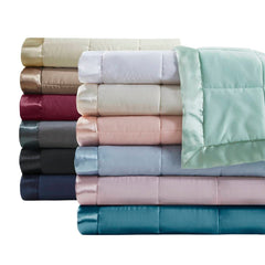 Lightweight Down Alternative Blanket with Satin Trim Black Full/Queen