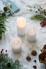 Set of 3 White LED Candles with Remote Timer, L:D3X6" M:D3X5" S:D3X4"