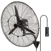 Wall-Mount Misting Fan, 30 Inch, 3-speed High Velocity Max. 9500 CFM, Waterproof Oscillating Industrial Wall Fan, Commercial or Residential for Warehouse, Greenhouse, Workshop, Black, ETL Listed