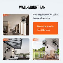Wall Mount Fan, 2 PCS 18 inch Oscillating, 3-speed High Velocity Max. 4000 CFM Industrial Wall Fan for Indoor, Commercial, Residential, Warehouse, Greenhouse, Workshop, Basement, Garage,Black