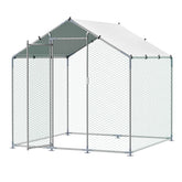 Metal Chicken Coop 6.56x6.56x6.56ft Walk-in Chicken Run with Cover Spire Roof